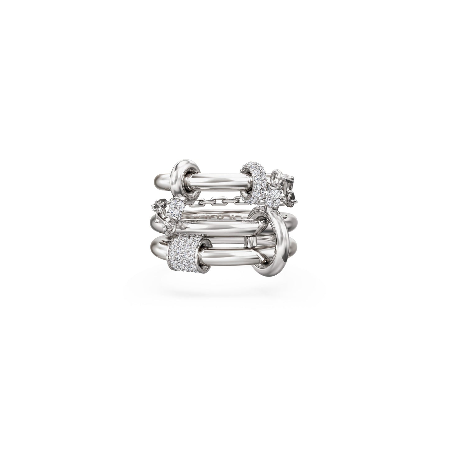 linked silver chain ring