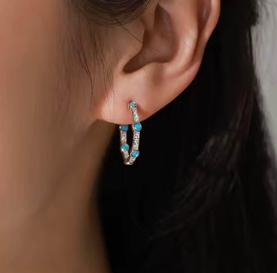 Blue silver hoop