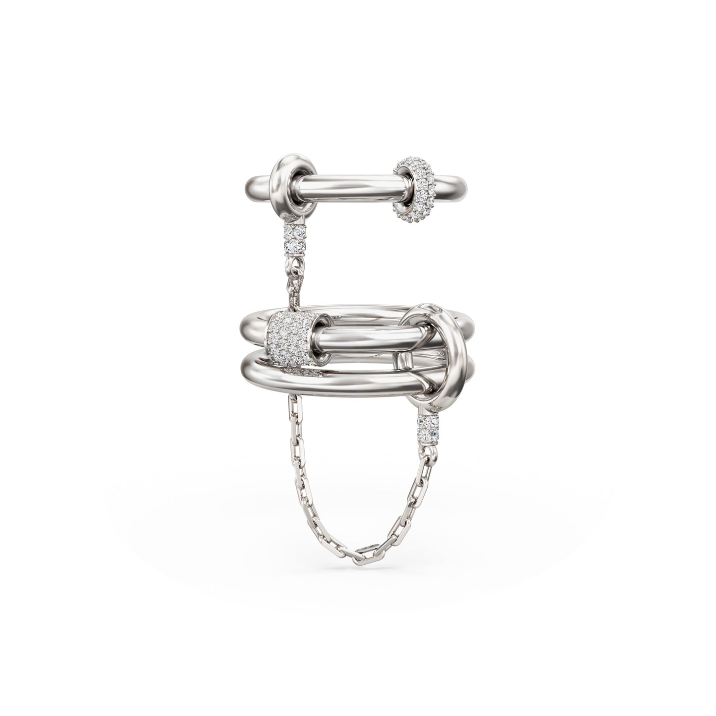 linked silver chain ring