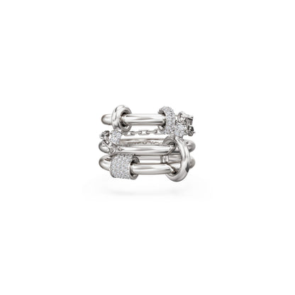 linked silver chain ring