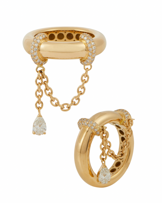 teardrop stacked ring gold